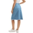 thumbnail image 3 of INSPIRE CHIC Women's Skirt Denim Button Down Frayed Trim H-Line Knee Length Casual Jean Skirts S Light Blue, 3 of 6