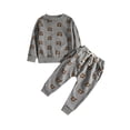 thumbnail image 1 of Seyurigaoka Boy's Pants Set Cartoon Bear Long-sleeved Sweater Drawstring Trousers, 1 of 9