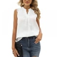 thumbnail image 6 of LAST CLANCE SALE! Women's Summer Sleeveless V Neck Casual Tank Tops Blouse Shirts, White, S, 6 of 9