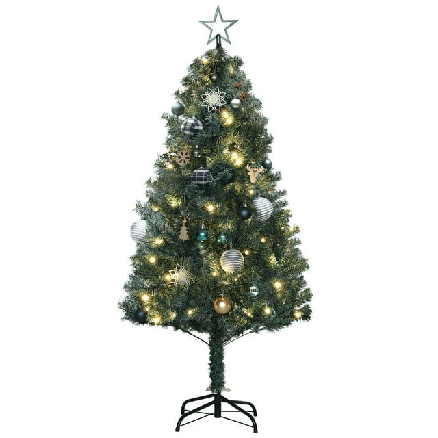 CoSoTower 5ft Artificial Prelit Christmas Tree with 150 Warm White LED Lights, Xmas Tree for Home Office Holiday
