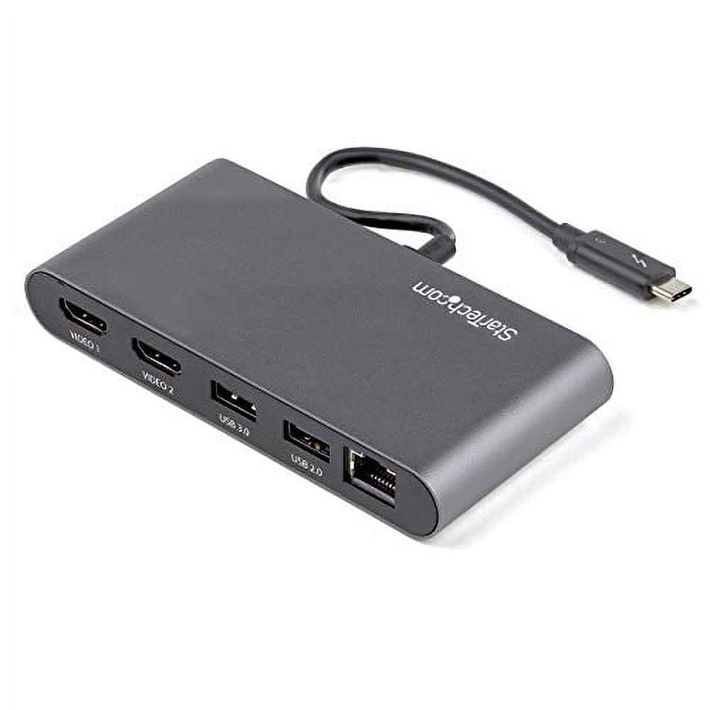 StarTech.com Thunderbolt 3 Mini Dock - Portable Dual Monitor TB3 Docking Station w/HDMI 4K 60Hz - 2X USB-A Hub (3.2/2.0) & GbE - 28cm Attached Cable - TB3 Multiport Adapter - Mac/Windows (TB3DKM2HDL)