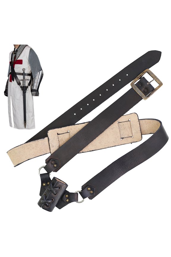 Leather Waist Hanger Frog Baldric Sword Hanger Adjustable, Genuine Leather with Hardware