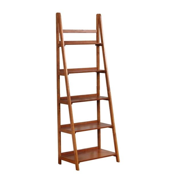 Benzara BM144307 Ladder Style Wooden Bookcase with 5 Spacious Shelves