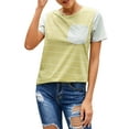 thumbnail image 3 of Blouses T-Shirts Décontractées à Manches Courtes à Blocs de Couleur Rayés pour Femmes, 3 of 6