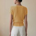 thumbnail image 4 of Women's V-Neck Wrap Short Sleeve Solid Color Cross Knit Sweater, S, 4 of 5