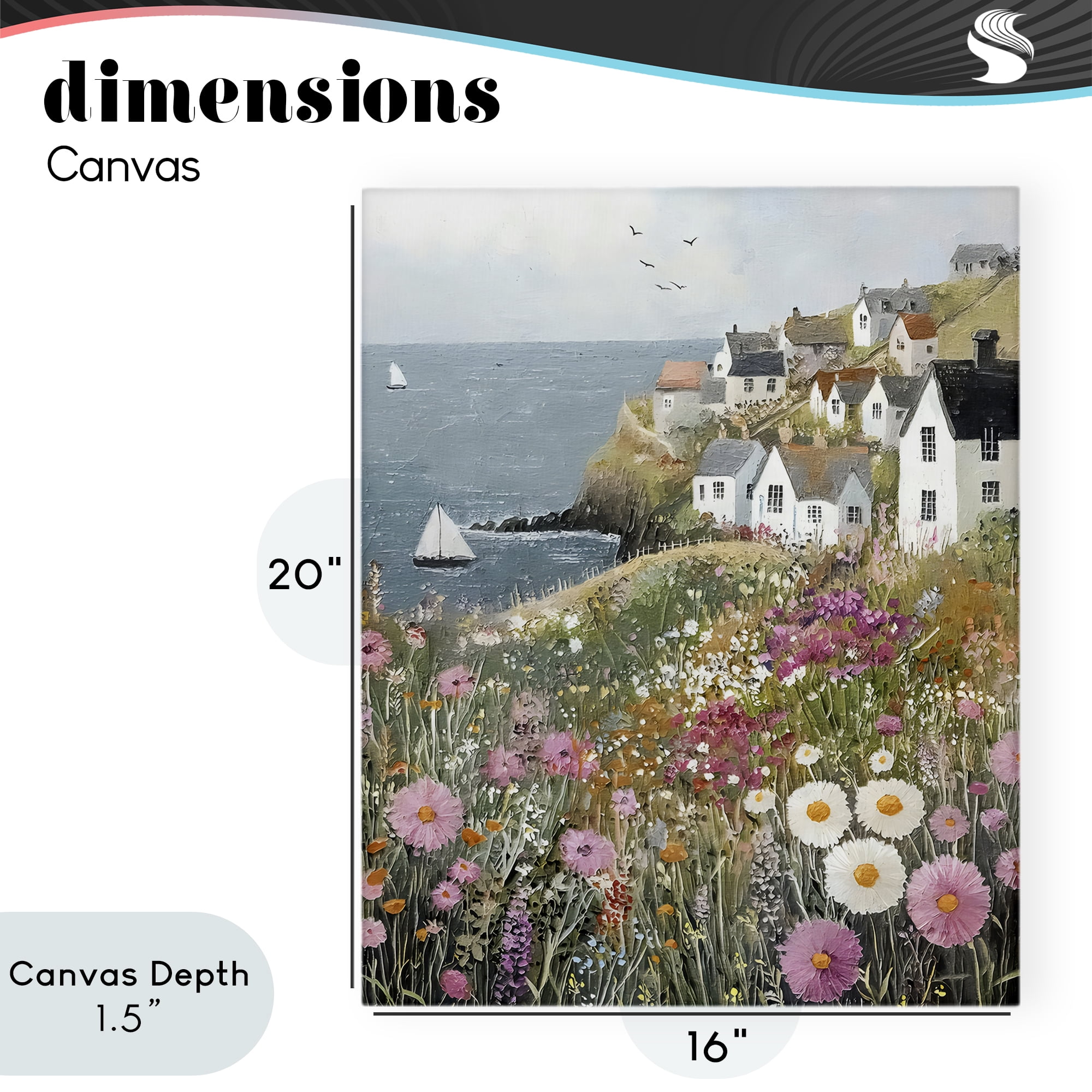 Stupell Industries Pink Meadow Overlooking Sailboats Canvas Wall Art, design by Riley B