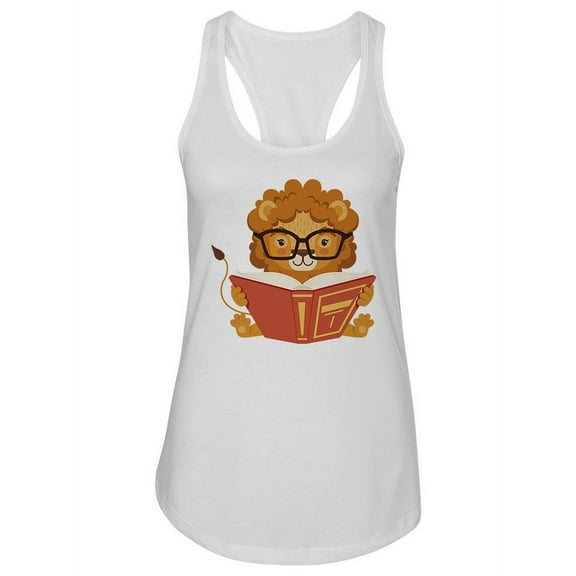 Adorable Little Lion Reading. Tank Women -Image by Shutterstock, Female XX-Large
