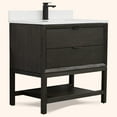 thumbnail image 2 of Legion Furniture 36" VANITY BROWN OAK FINISH KD ON LEGS WITH 1" THICK WHITE ARTIFICIAL STONE, 2 of 5
