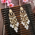 thumbnail image 5 of Eosunjian 1 Pair Drop Earrings High-end Hollow Out Beads Bohemia Style Tassel Women Hook Earrings Dating Jewelry Light Blue, 5 of 13