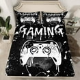 thumbnail image 2 of jejeloiu Gamer Gaming Twin Sheet Sets,Modern Video Game Twin Fitted Sheet,Silver Splatter Ink Flat Sheet For Kid Boy,Lightweight Room Decorative,3 Pieces, 2 of 7