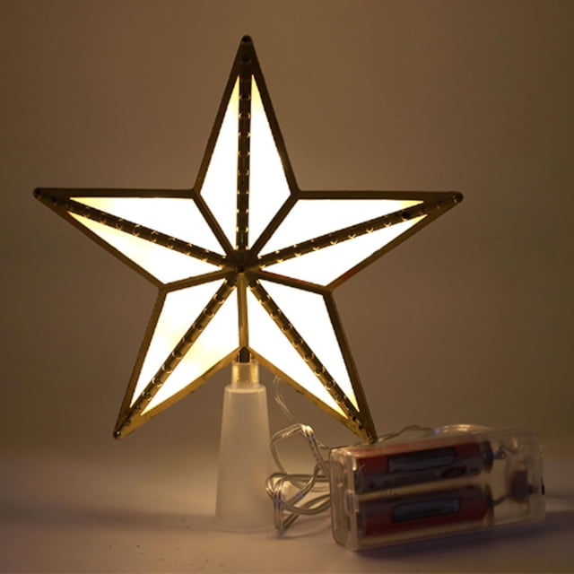 Adorno para árbol de Navidad, estrella iluminada para árbol de Navidad, estrella navideña LED alimentada por batería, gran accesorio para árbol de Navidad, fiesta de Navidad