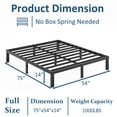 thumbnail image 3 of FSCHOS 14 Inch Full Size Bed Frame, Heavy Duty Metal Platform, No Box Spring Needed, Easy Assembly, Black, 3 of 8