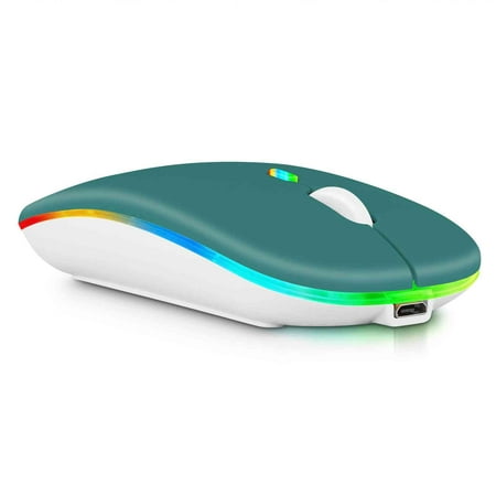 2.4GHz & Bluetooth Mouse, Rechargeable Wireless LED Mouse for Xiaomi Redmi 9 Prime ALso Compatible with TV / Laptop / PC / Mac / iPad pro / Computer / Tablet / Android - Deep Green
