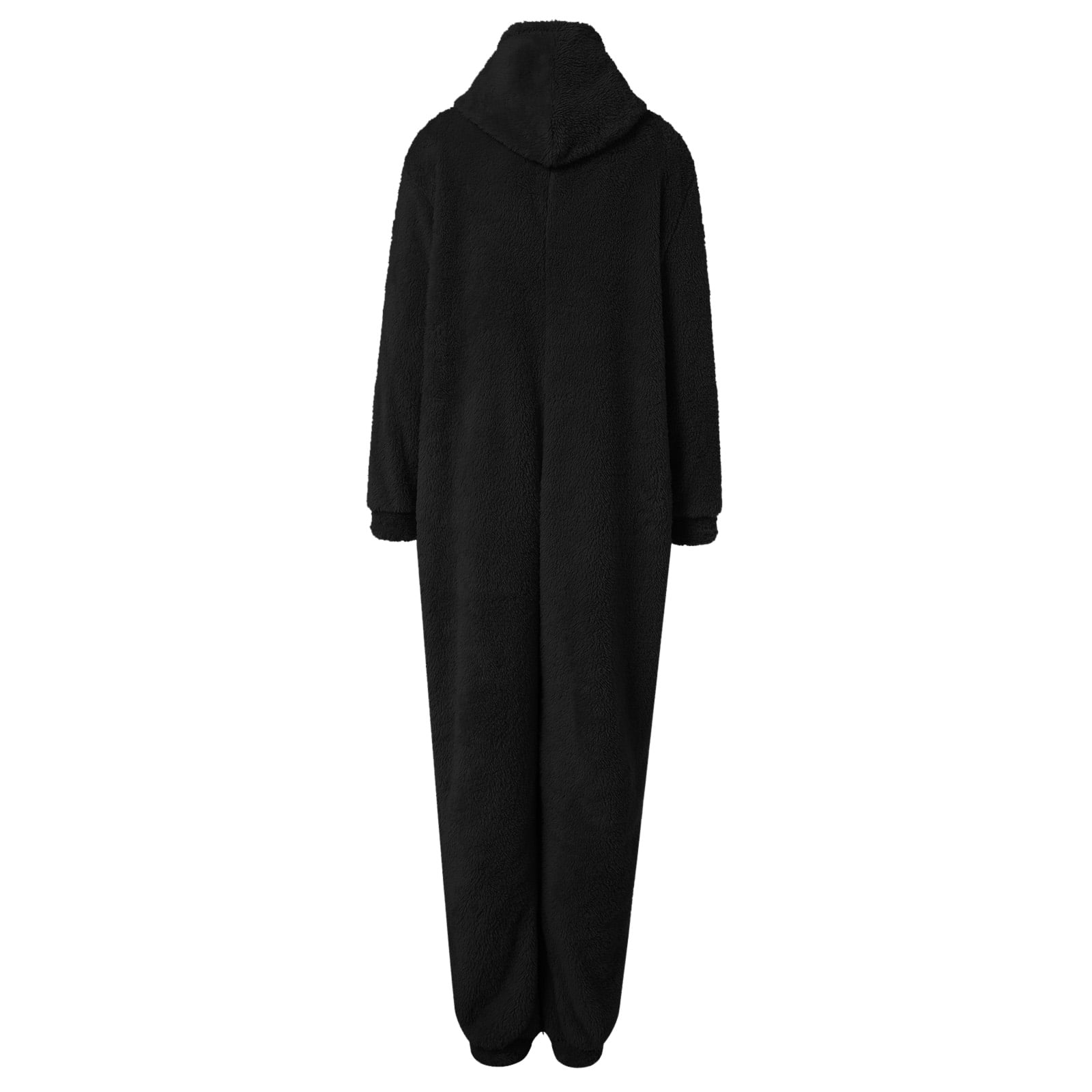 Rotm Fluffy Pajamas Winter Warm Thermal Romper Fleece Onesie Pajama One-Piece Zipper Hooded Jumpsuit Sleepwear Playsuit for Women Black,5XL