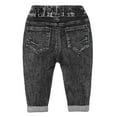 thumbnail image 2 of KIDSCOOL SPACE Toddler Little Kid Ripped Holes Elastic Waist Plaid Lining Jeans, 2 of 5
