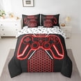thumbnail image 2 of Castle Fairy Red Video Game Twin Bedding Sets,Hexagon Gamepads Bedding Comforter Set, 2 of 8