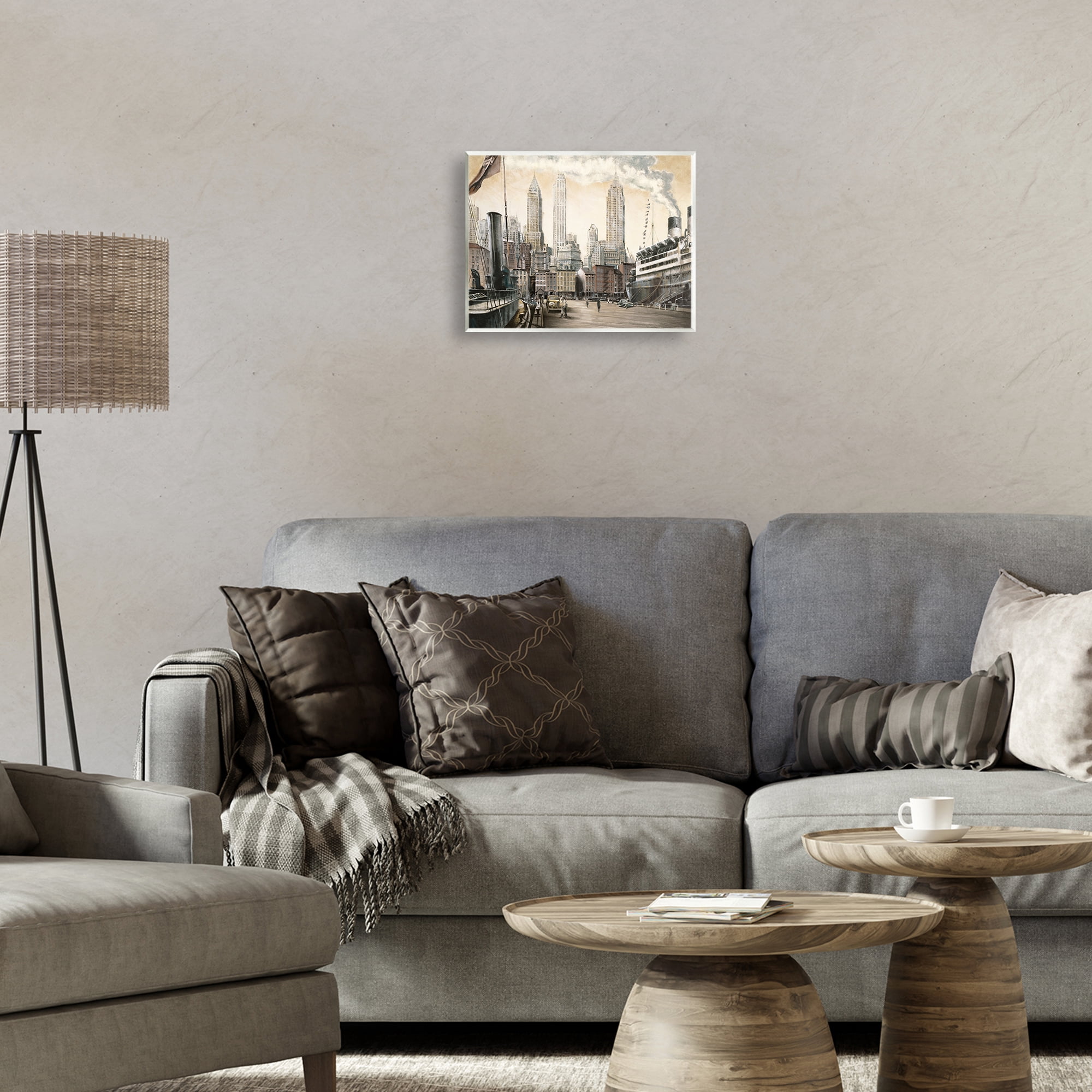 Stupell Industries Urban Boat Harbour Scenery Painting Unframed Art Print Wall Art, 14 x 11