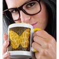 thumbnail image 2 of 3drose, Yellow and Orange Giraffe Print Butterfly - Nature Art, 11oz Two-tone Yellow Mug, 2 of 6