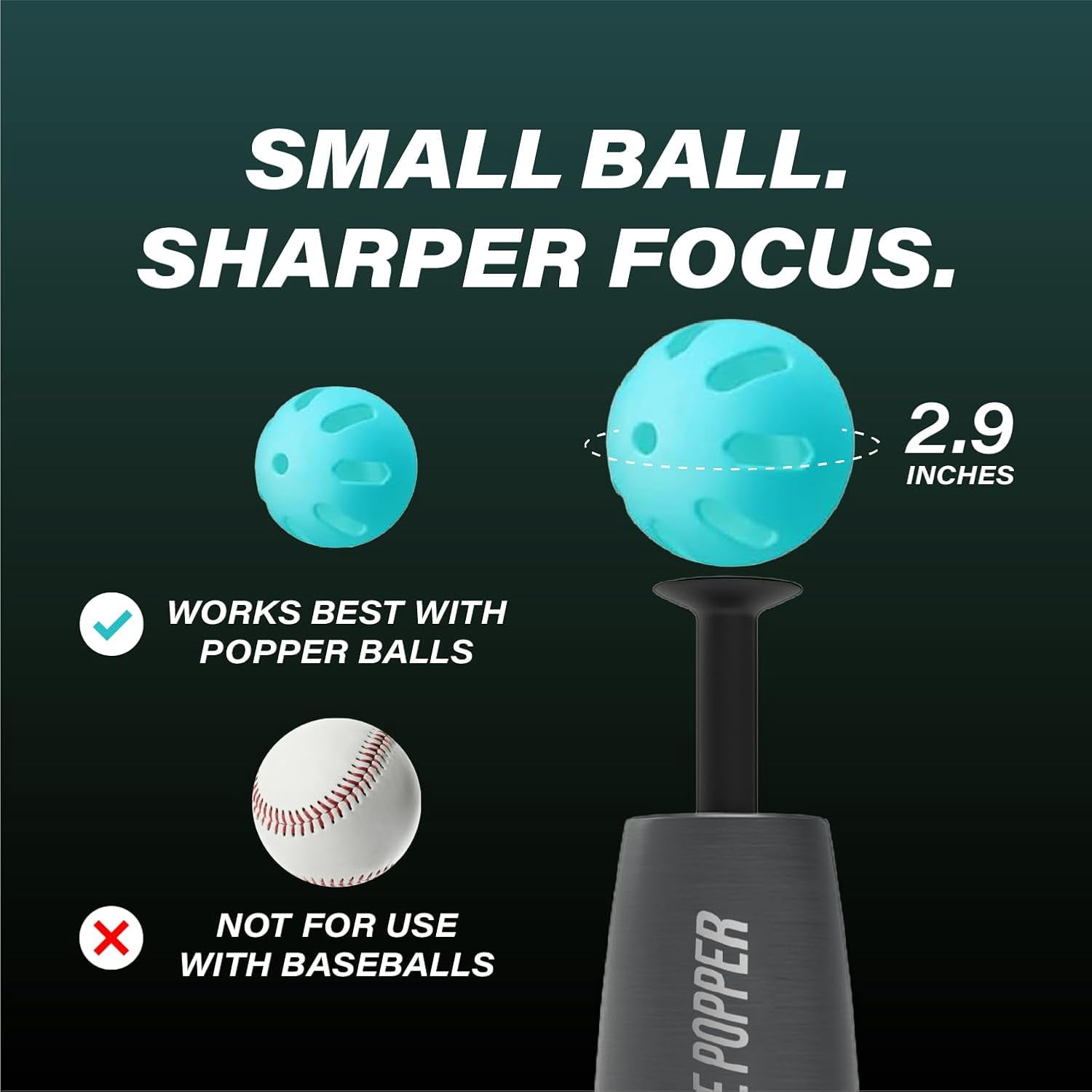 Tee Popper Baseball Training, Portable Baseball Training Equipment, Solo Batting Practice Tee Popper for Baseball & Softball, No Chasing Ball Design
