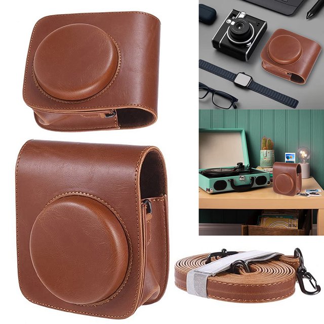 Estuche para Cámara PU Con Bolsillo para Cámara Instantánea Instax Mini 90 (marrón Claro)