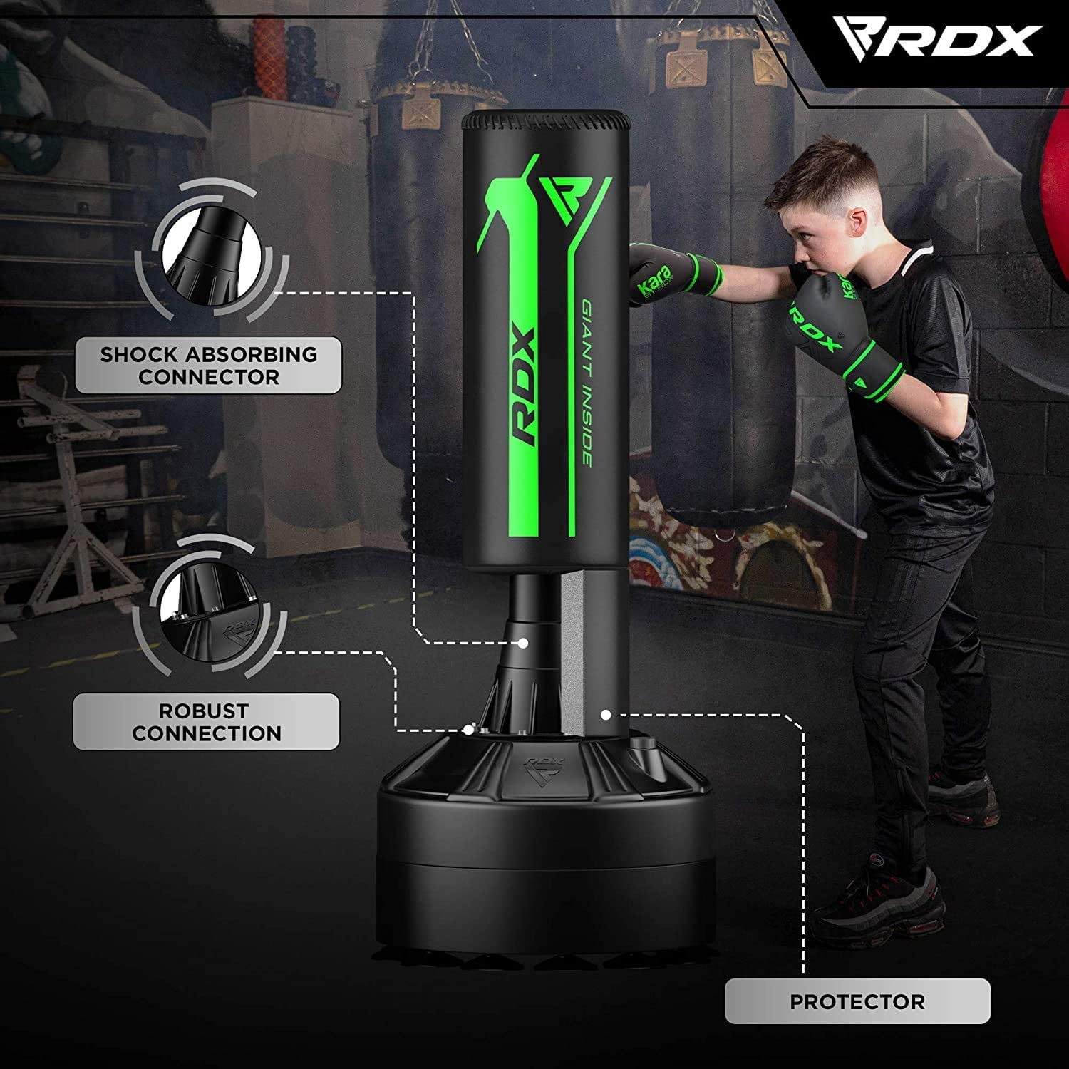 RDX Kids Punching Bag with Gloves, 4FT Heavy Duty Junior RONIN Target Pedestal Bag Set Suction Cup Stand Base