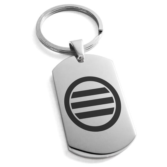 Stainless Steel Kikkawa Samurai Crest Engraved Dog Tag Keychain Keyring