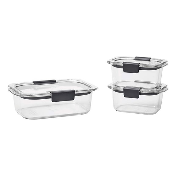 Rubbermaid® Brilliance® Leak-Proof Food Storage Containers with Airtight Lids, Set of 3 (6 Pieces Total) | BPA-Free & Stain Resistant