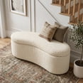 thumbnail image 3 of Zesthouse 39.4" Modern Storage Ottoman Bench, Crescent Entryway Bench with Storage, Sherpa Upholstered Bench for Bedroom Living Room, Flip Top, Beige, 3 of 11