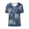 thumbnail image 4 of Horkkom Dress Shirts for Women Spring Summer V Neck Short Sleeve Blouses Floral Print Dressy Business Casual Tops M, 4 of 5