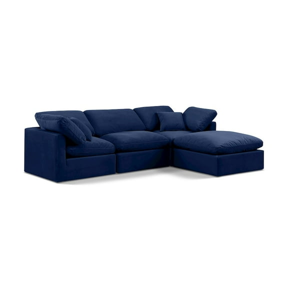 Meridian Furniture Indulge 94" Velvet L-Shaped Modular Sectional in Navy