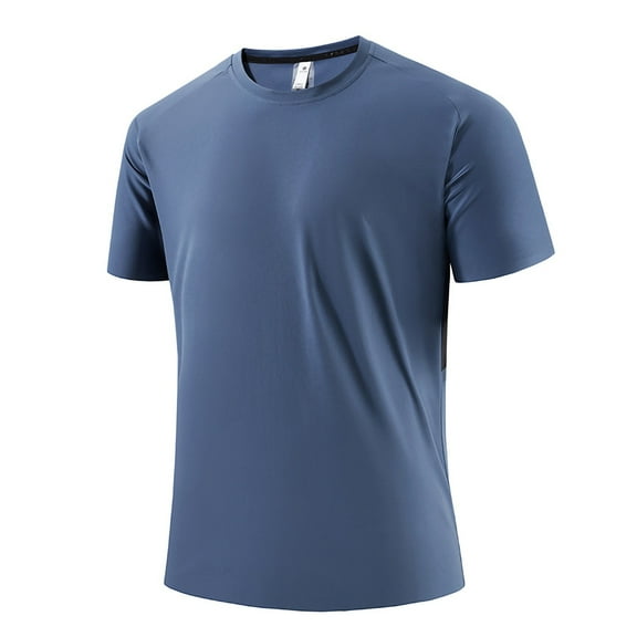 Vetsdori Men's Quick Dry Shirt with Round Neck Short Sleeve featuring Breathable in Standard Fit for Athletic Activities