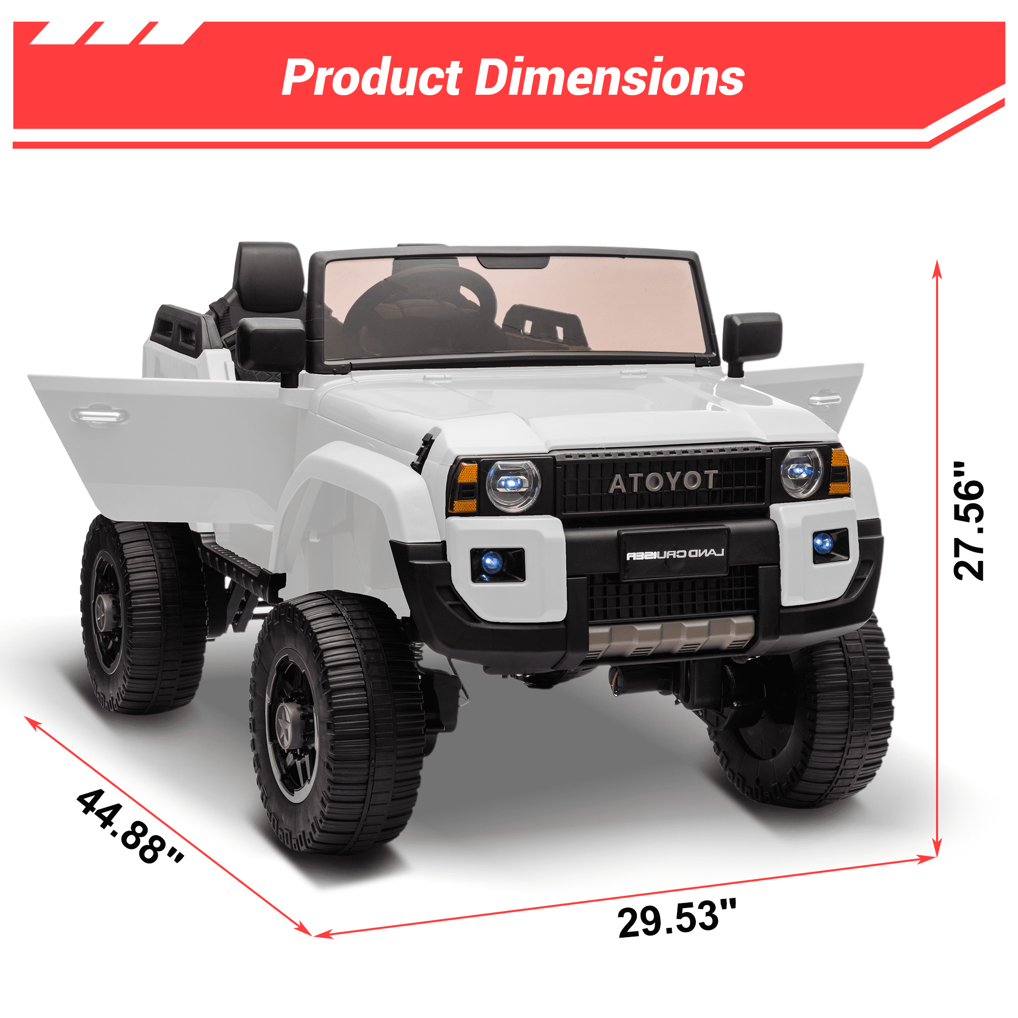 CazToi 24V 2-Seater 4WD/2WD Switchable Motors Licensed Toyota Ride On Car for Kids
