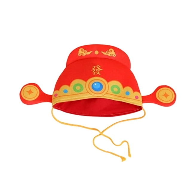 New Year God Of Wealth Sombrero Accesorio Creativo Disfraz Cabeza Decorativo Algodón PP Cómodo Celebración Primavera Adecuado para Fiestas Reuniones