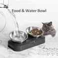 0/15 Tilted Raised Cat Food Bowl Set, Stuffygreenus Stainless Steel Cat