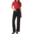 thumbnail image 2 of INSPIRE CHIC Women's Mock Neck Short Sleeve Button Down Bodysuit Tops L Red, 2 of 6