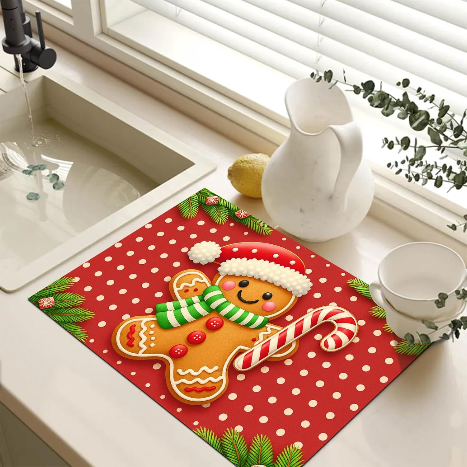 Stove Top Covers for Electric Glass Stove 28x20 Inch Gingerbread Man Christmas Cooktop Protector Heat Resistant Counter Cover Dish Drying Mat for Kitchen RV Camper
