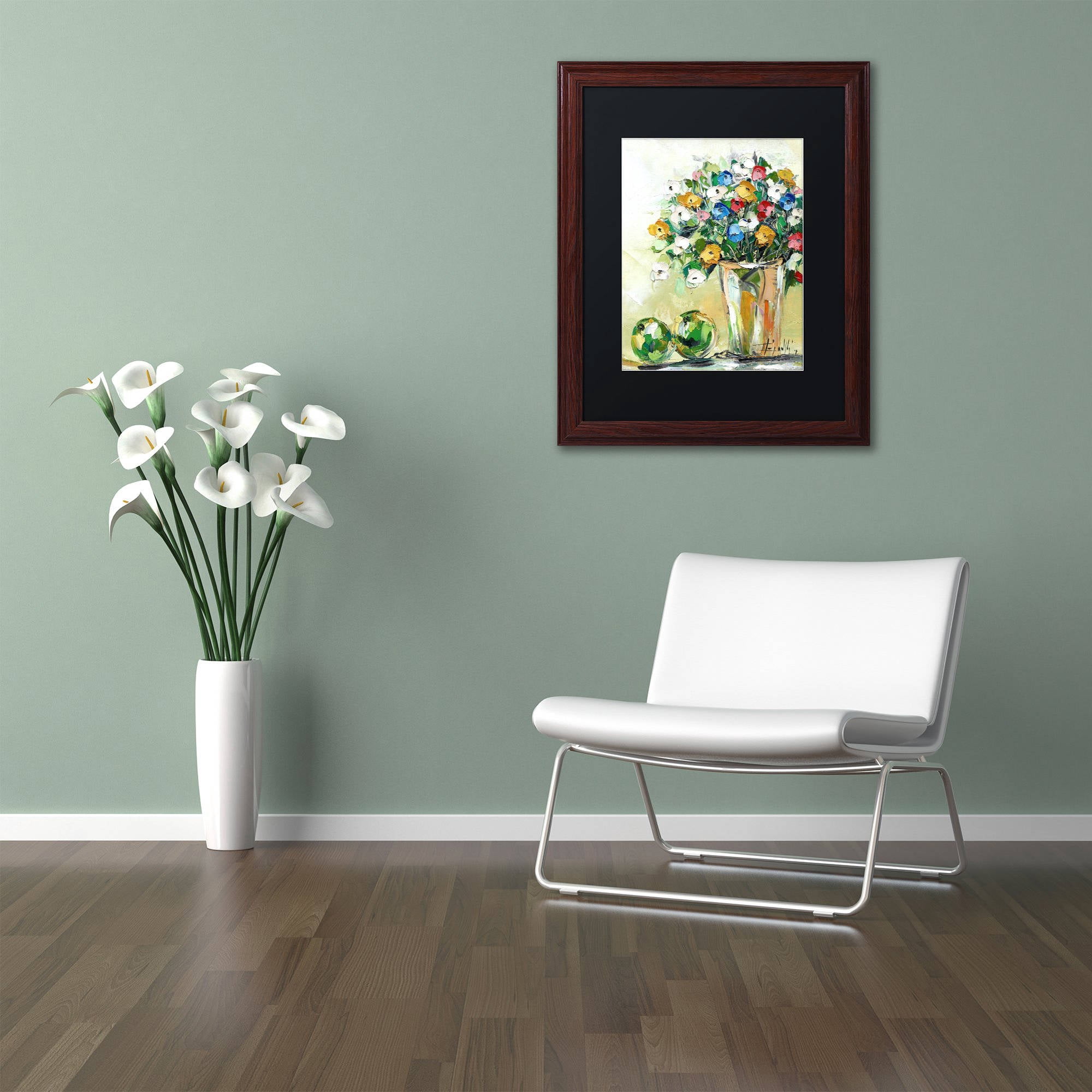 Trademark Fine Art Floral & Botanical Matted Framed Art ' Spring Flowers in a Vase 5 ' by Masters Fine Art