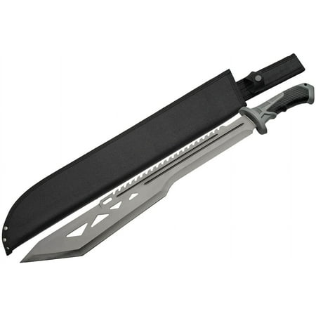 Silver Macho Outdoor Machete with Sheath Gray