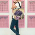 thumbnail image 6 of Zipper canvas bag large capacity large size practical handbag durable Canvas with leather material A Basket Of Purple Lavender, 6 of 7