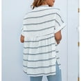 thumbnail image 4 of Blusa de manga corta con cuello en V para mujer, sencilla, elegante, informal, suelta, con dobladillo dividido, para la vida diaria y el trabajo, 4 of 6