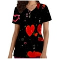 thumbnail image 2 of EQWLJWE Valentine's Day Scrub Tops for Women Cute Heart Print Nurse Working Uniforms V Neck Short Sleeve Holiday Shirts, 2 of 4