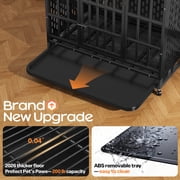 YOKWOK 38 Inch Heavy Duty Dog Crate for Small Dogs, Indestructible Chew-Proof & Escape-Proof Dog Cage for High Anxiety Dogs, Steel Dog Kennel with Locking Wheels & Removable Tray, Black