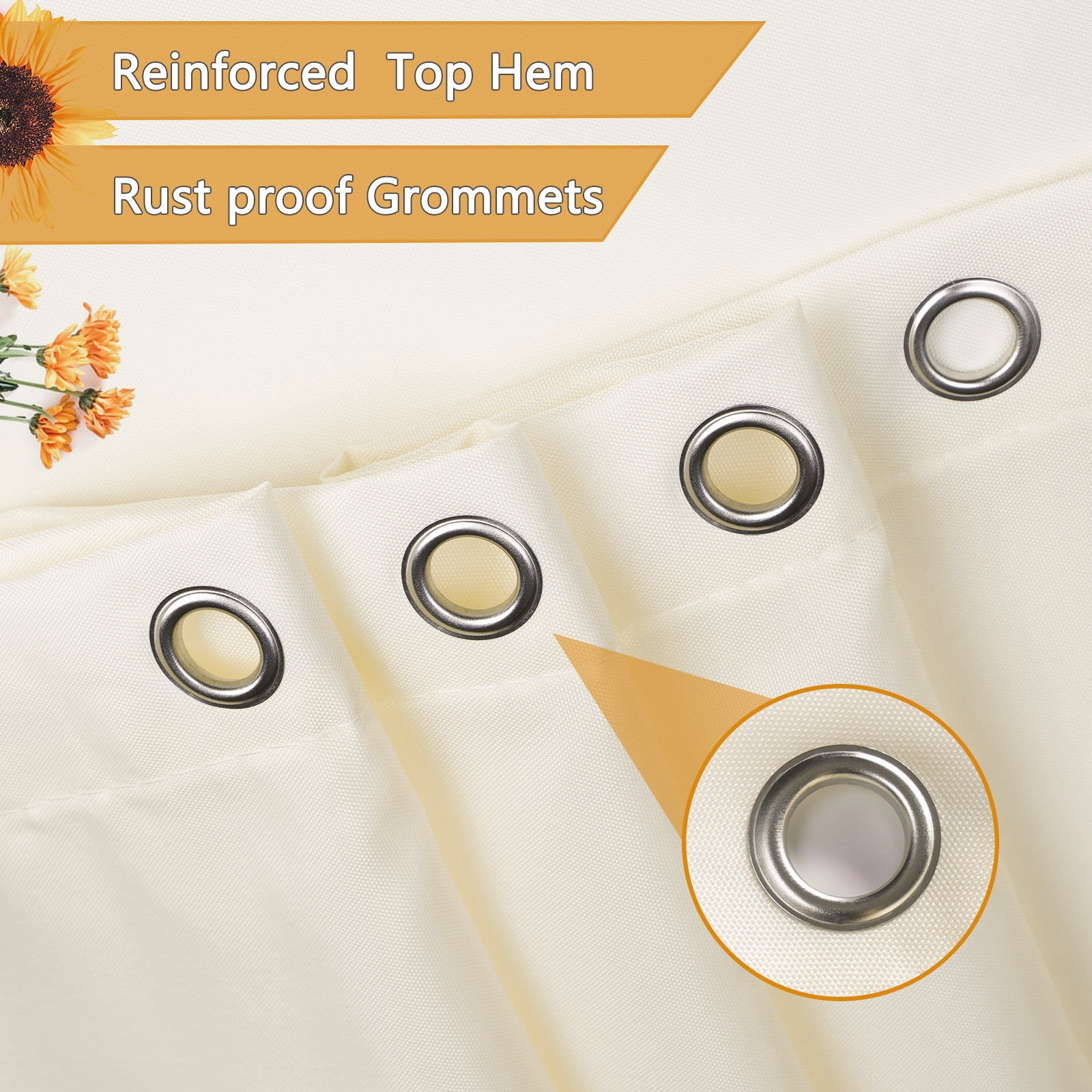 Inosoo Fabric Shower Curtain Liner, 72"W x 84"H Waterproof Shower Liner with Hooks, Extra Long Cloth Shower Curtain, Mildew Resistant & Machine Washable, Beige
