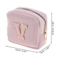 thumbnail image 2 of Unique Bargains 1 Pc Letter V Pattern Makeup Bag for Travel Pink Corduroy, 2 of 6