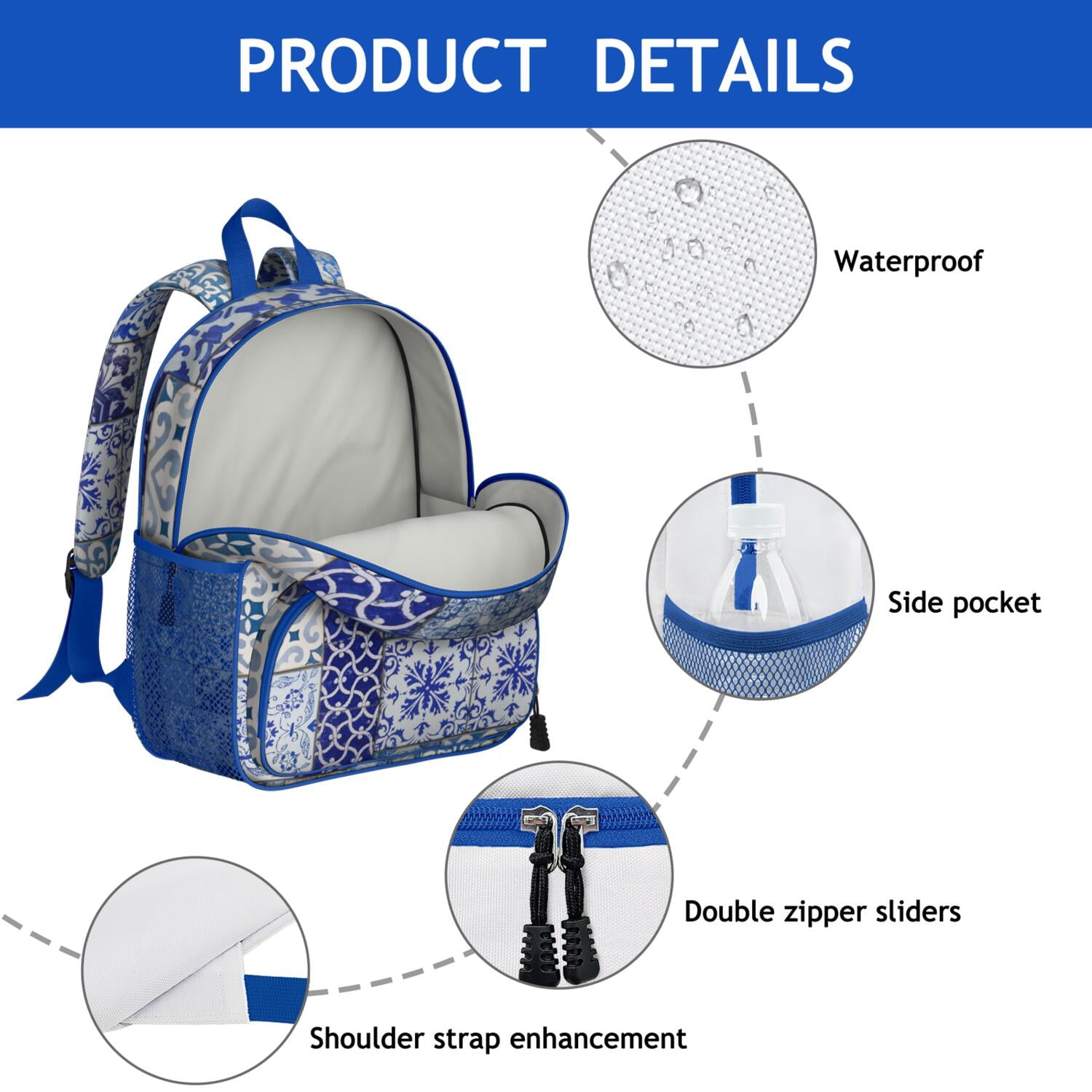 Dino Skeleton Print Backpack - Waterproof, Adjustable & Breathable Daypack for Teens