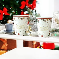 Taicans ‌10 Pack Christmas Paper Cups,Red Reindeer & Snowflakes Design,Heavy-Duty Thickened for Hot/Cold Drinks,Perfect for Xmas Parties & Celebrations‌