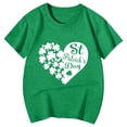 thumbnail image 4 of Wuxian Girls Toddler Short Sleeve Shirts St. Patrick'S Day Fashionable Casual Letter Floral Print Round Neck T Shirt Top Basic Graphic Summer Soft Breathable Comfort Tshirts,Green,12-13 Years, 4 of 4