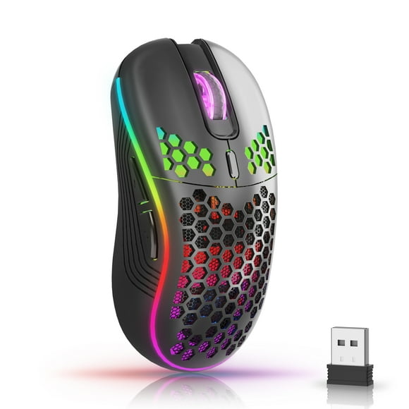 Wireless Gaming Mouse SGEYR Lightweight with 800-1200-1600 DPI Honeycomb Shell Programmable 6 Buttons