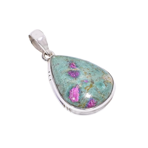 Natural Ruby Fuchsite Gemstone 925 Sterling Silver Statement Pendant Jewelry Gift for Her