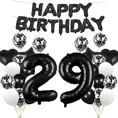 29 Number Balloons & Black Birthday Balloon Set - 29th Party Decorations Kit for Adults, Includes Two & Nine Foil Numbers, Happy Birthday Banner, Latex and Confetti Balloons$$Electronics Accessories